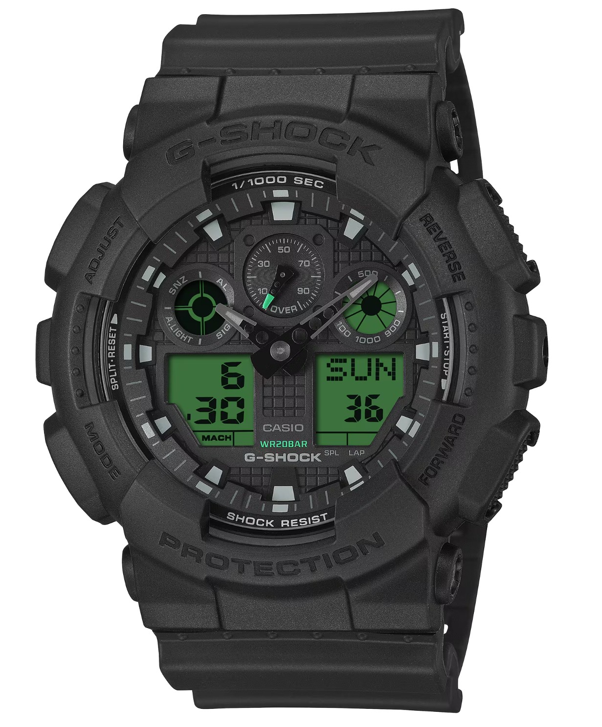 Casio G-Shock GA100BEG-1A Magnetic Resistant Analog Digital Electro Green Watch